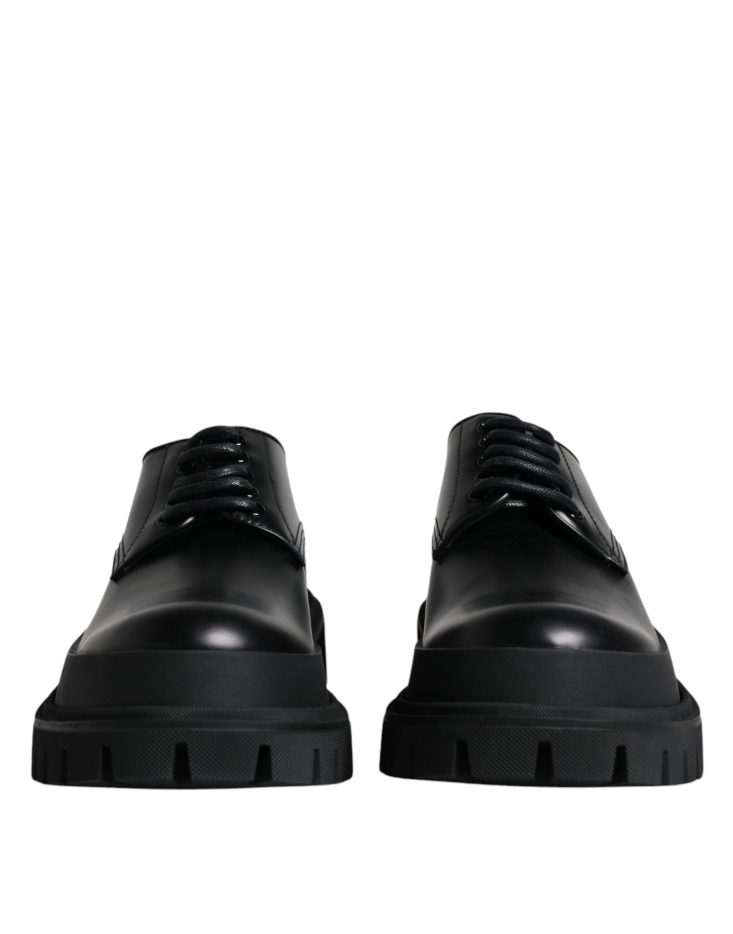 Dolce & Gabbana Black Leather Lace Up Trekking Dress Shoes