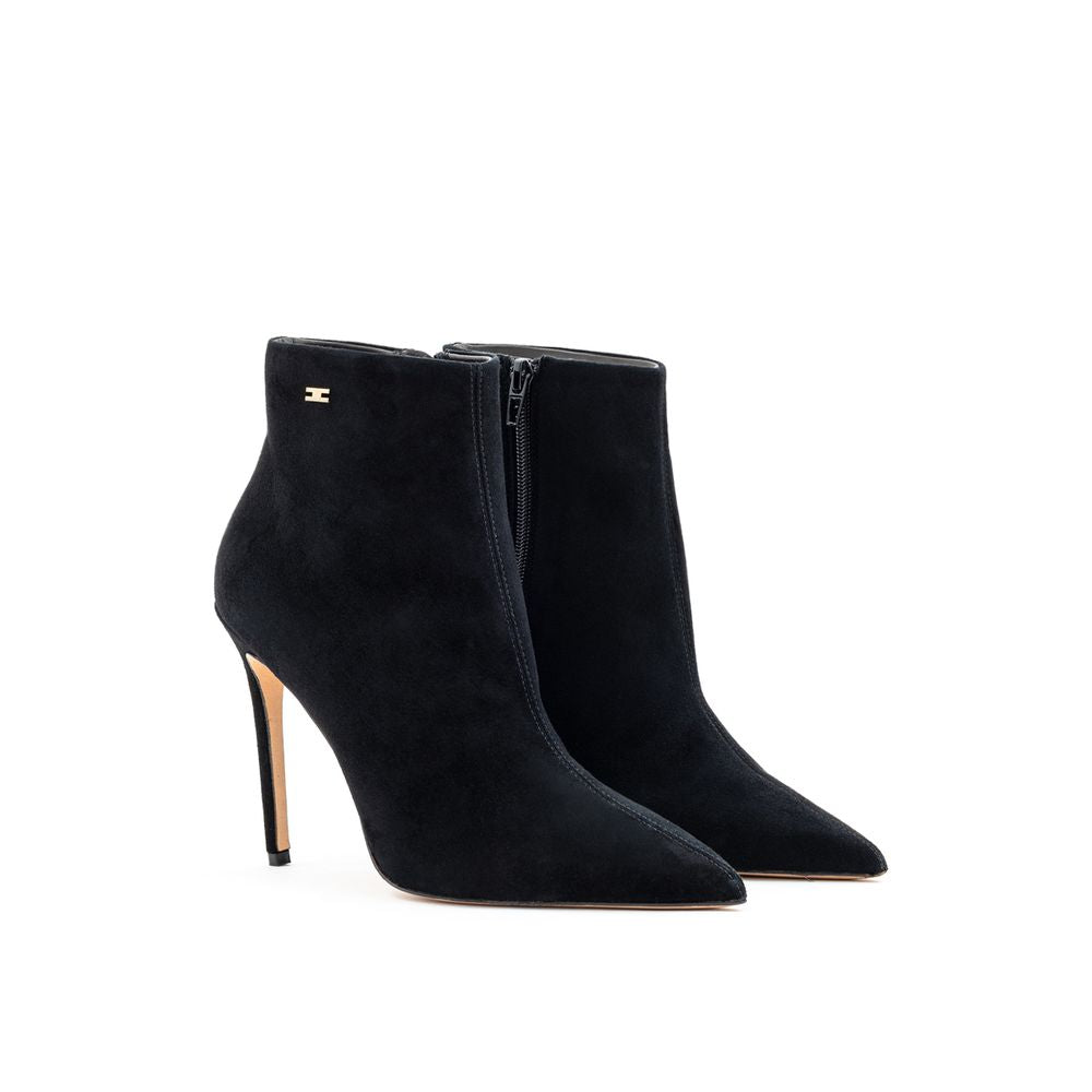 Elisabetta Franchi Black Leather Scamociata Boot