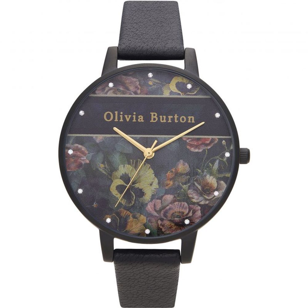 Orologio in pelle nera Olivia Burton