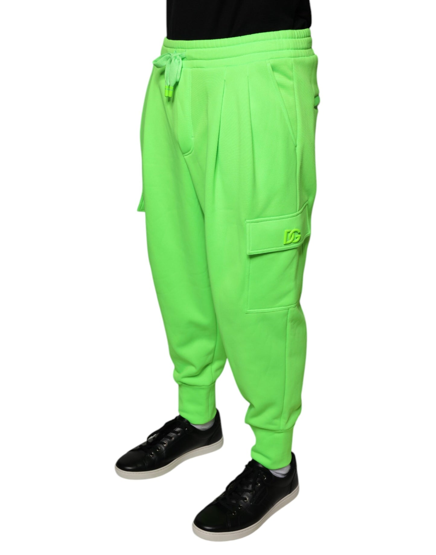 Pantaloni della tuta cargo in poliestere verde neon Dolce &amp; Gabbana