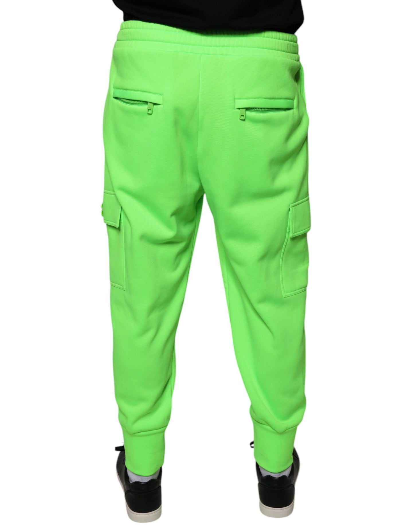 Pantaloni della tuta cargo in poliestere verde neon Dolce &amp; Gabbana