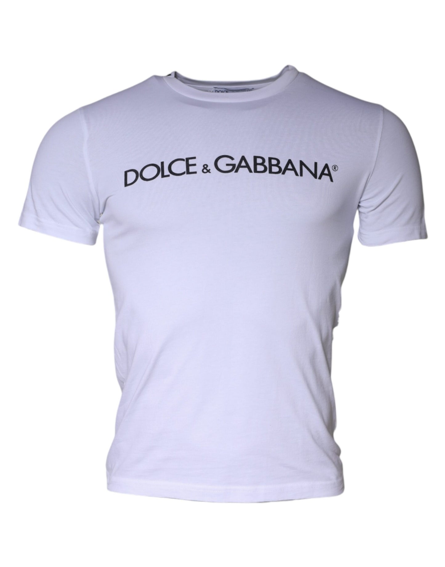 T-shirt girocollo in cotone bianco con stampa logo Dolce &amp; Gabbana