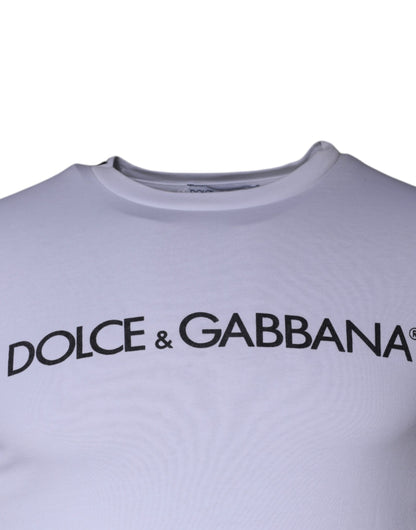 T-shirt girocollo in cotone bianco con stampa logo Dolce &amp; Gabbana