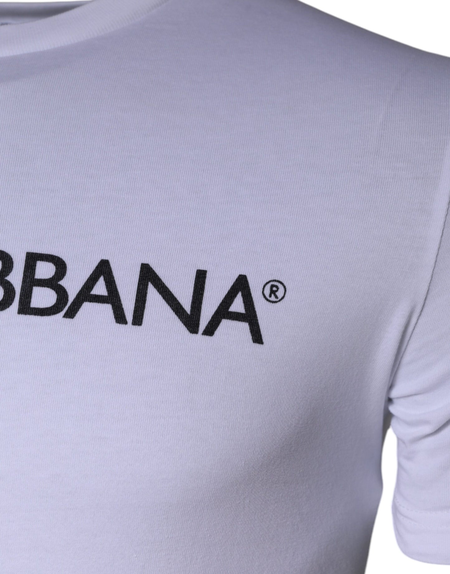 T-shirt girocollo in cotone bianco con stampa logo Dolce &amp; Gabbana