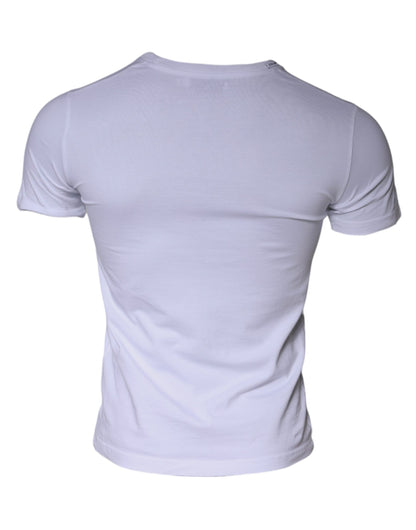 T-shirt girocollo in cotone bianco con stampa logo Dolce &amp; Gabbana