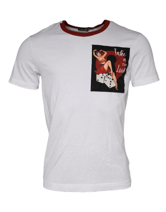 T-shirt girocollo in cotone con stampa grafica bianca Dolce &amp; Gabbana