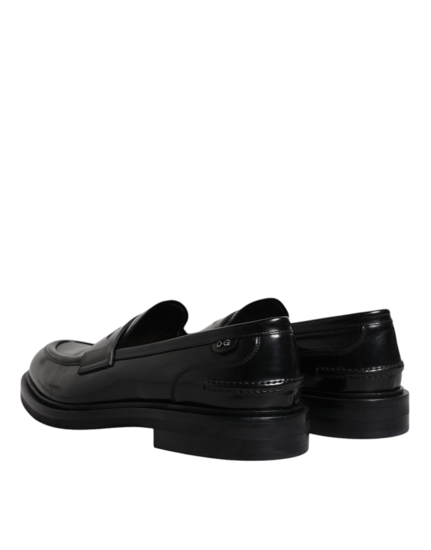 Dolce & Gabbana Black Leather Mocassin Formal Dress Shoes