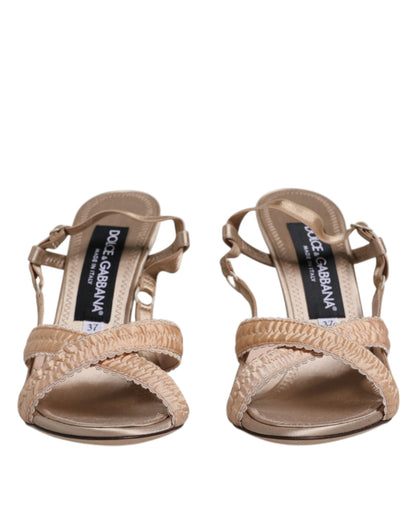 Dolce & Gabbana Beige Keira Slingback Heels Sandals Shoes