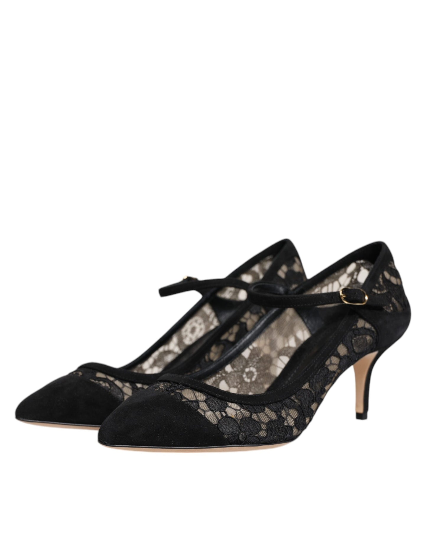 Dolce & Gabbana Black Mary Jane Taormina Lace Pumps Shoes