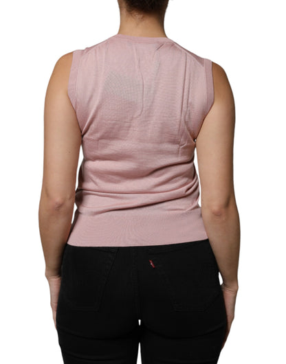 Dolce & Gabbana Pink Cashmere Knitted Sleeveless Tank Top