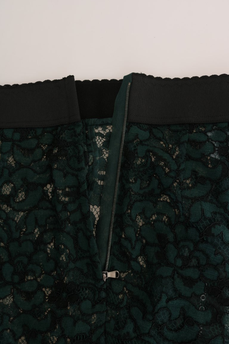 Pantaloni slim in pizzo floreale a vita alta Dolce &amp; Gabbana