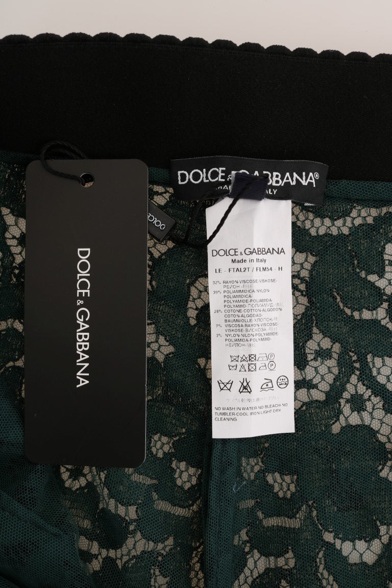 Pantaloni slim in pizzo floreale a vita alta Dolce &amp; Gabbana