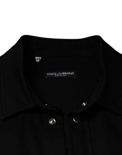 Dolce & Gabbana Black Cotton Collared Button Down Shirt