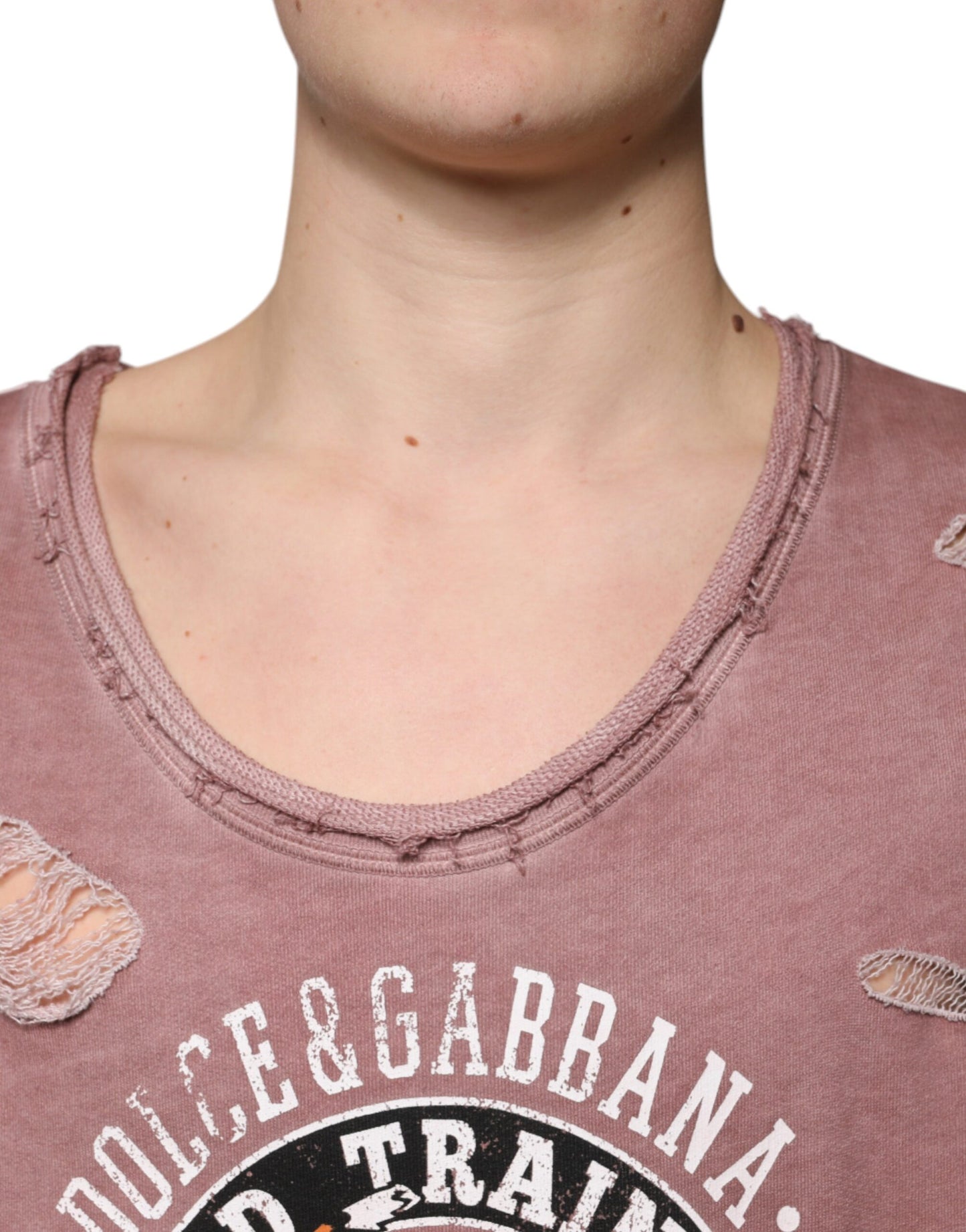 Dolce &amp; Gabbana T-shirt senza maniche girocollo in cotone marrone