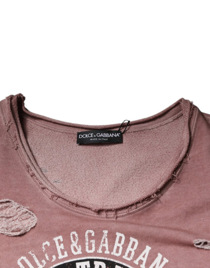 Dolce &amp; Gabbana T-shirt senza maniche girocollo in cotone marrone