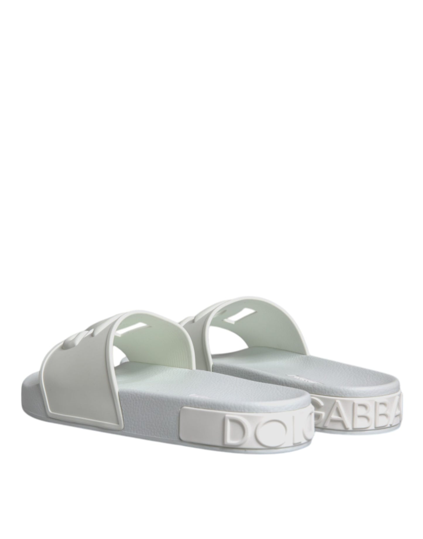 Dolce & Gabbana White Rubber Slides Sandals Beachwear Shoes