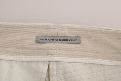 Ermanno Scervino Шикарные бежевые вельветовые узкие брюки узкого кроя