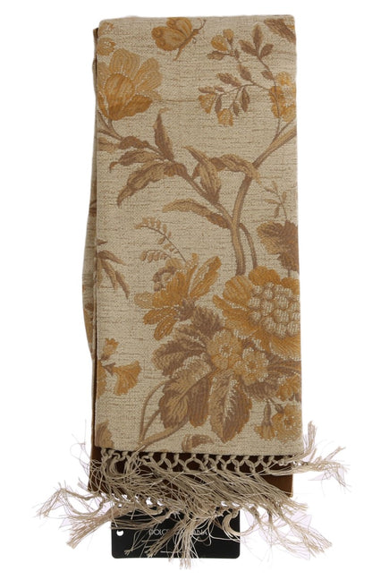 Dolce & Gabbana Elegant Beige Gold Jacquard Stole Scarf