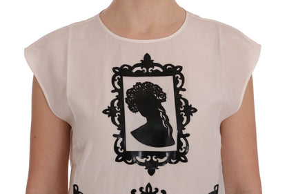 Blusa con cornice siciliana in seta ricamata Dolce &amp; Gabbana