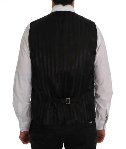 Dolce &amp; Gabbana Gilet Elegante Gilet in Misto Lana Grigio a Righe