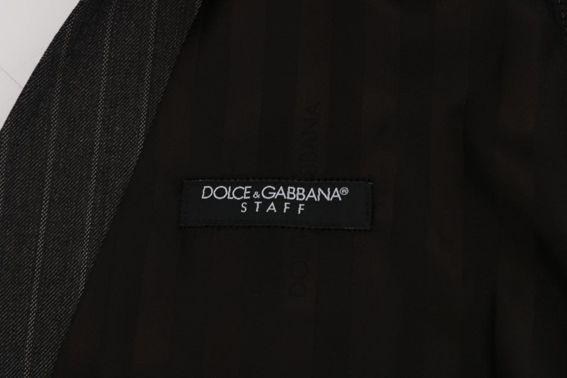 Dolce &amp; Gabbana Элегантный серый полосатый жилет из смесовой шерсти