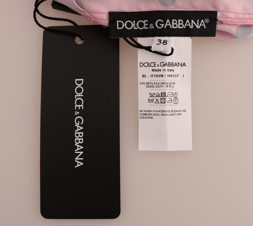 Dolce &amp; Gabbana Camicetta in seta a pois rosa chic