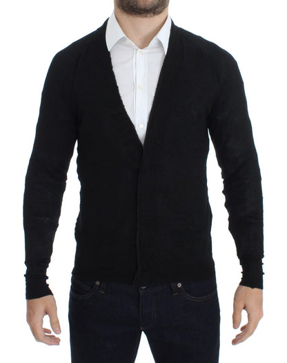 Costume National Elegante Cardigan in Lana Merino Nera