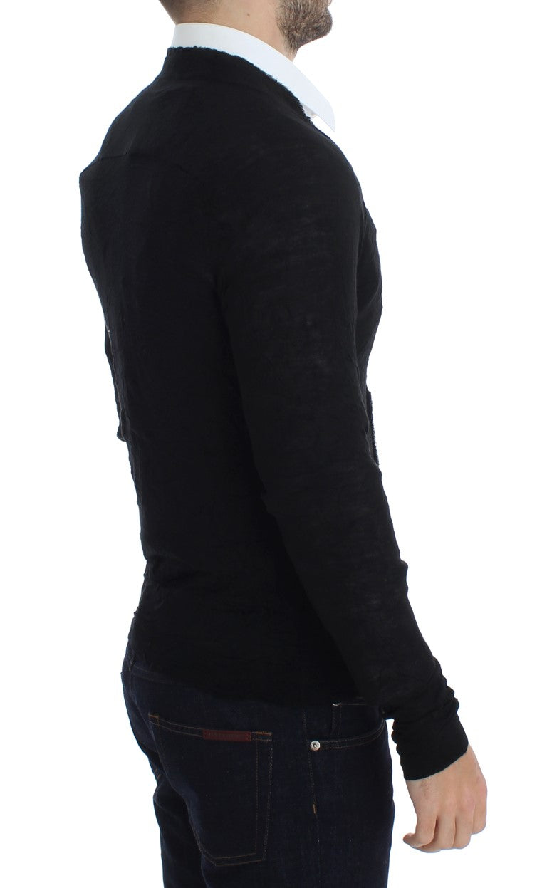 Costume National Elegante Cardigan in Lana Merino Nera