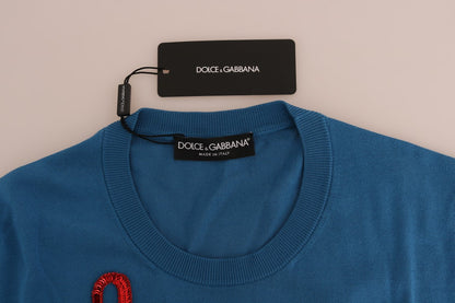 Dolce &amp; Gabbana Синий шелковый пуловер-капри с пайетками