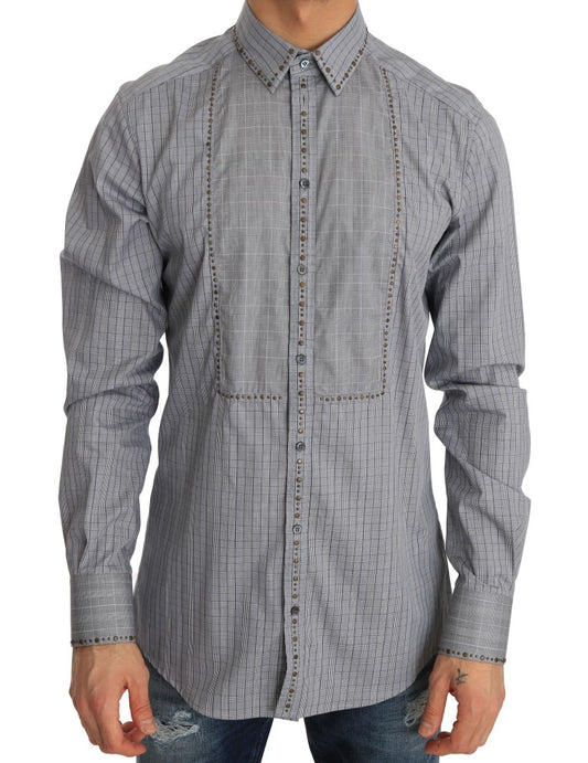 Dolce &amp; Gabbana Camicia casual slim fit elegante a quadri grigia