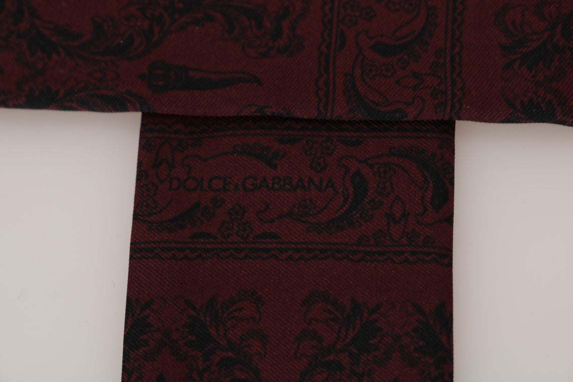 Sciarpa da uomo Dolce &amp; Gabbana in seta con stampa Bordeaux Crown Chili