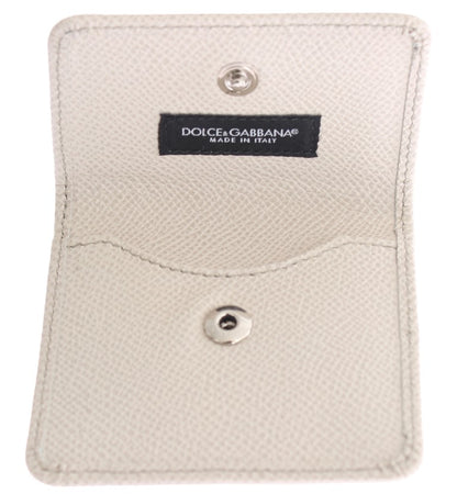 Dolce & Gabbana Sleek White Leather Condom Case Wallet