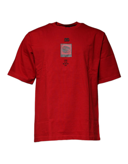 Dolce & Gabbana Red DG Eye Cotton Crew Neck T-shirt