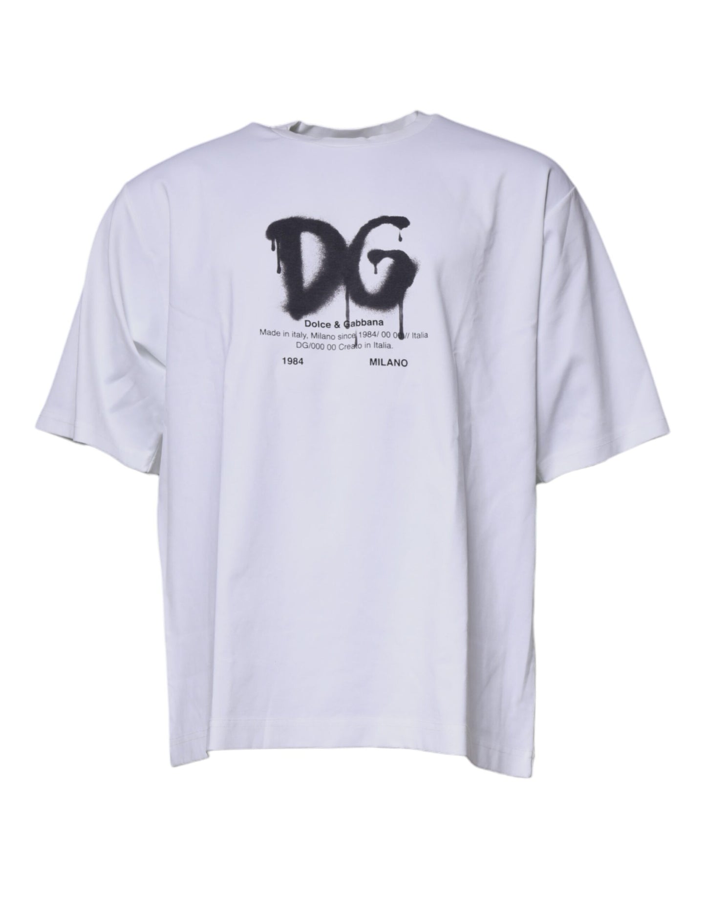 Dolce & Gabbana White DG Logo Cotton Crew Neck T-shirt