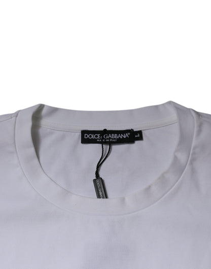 Dolce & Gabbana White DG Logo Cotton Crew Neck T-shirt