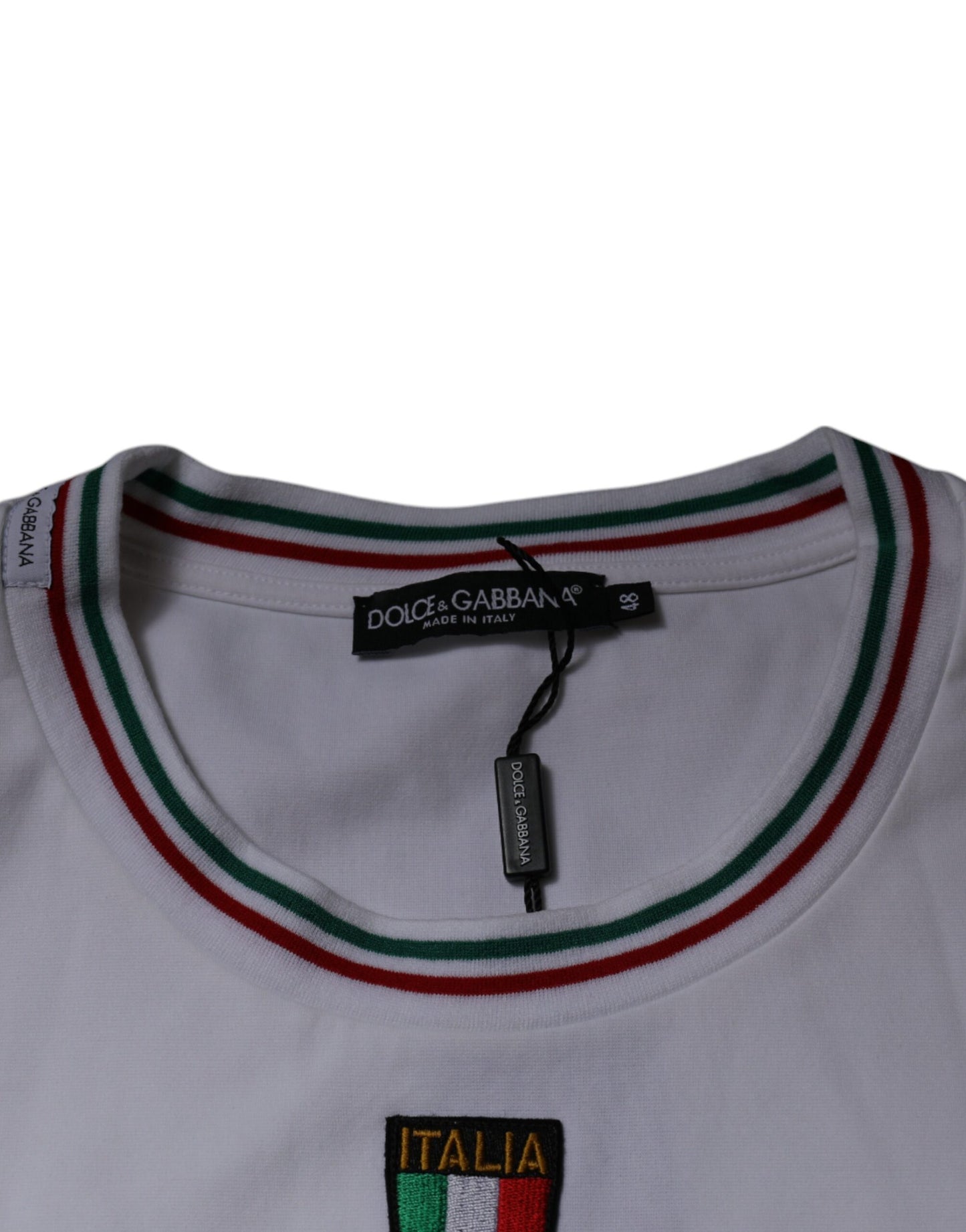 Dolce & Gabbana White Logo Print Cotton Crew Neck T-shirt