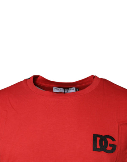 Dolce & Gabbana Red DG Logo Cotton Crew Neck T-shirt