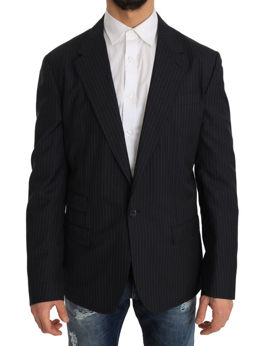 Dolce &amp; Gabbana Blazer elegante slim fit in lana e seta a righe