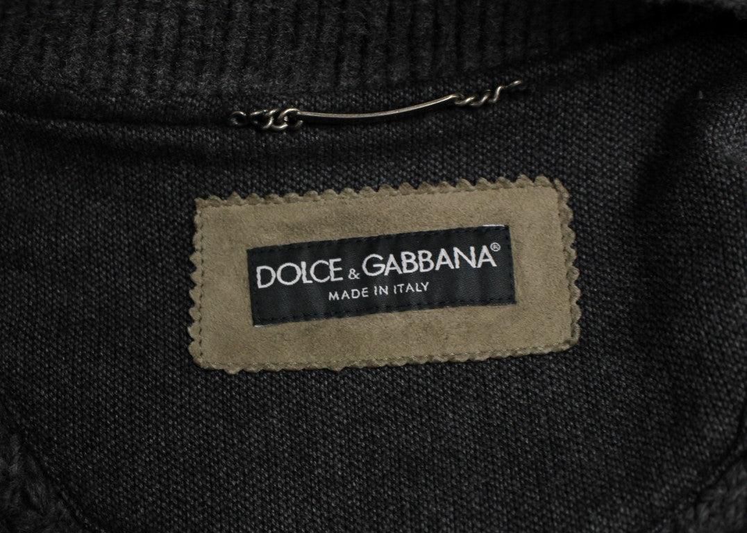 Dolce &amp; Gabbana Giacca elegante in misto lana e pelle