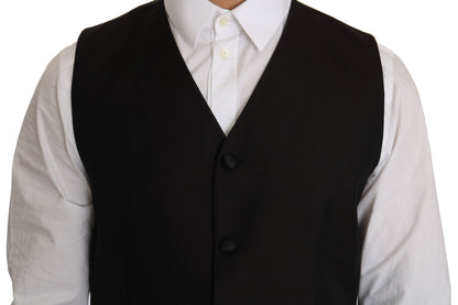 Dolce &amp; Gabbana Elegante gilet formale in misto seta nero