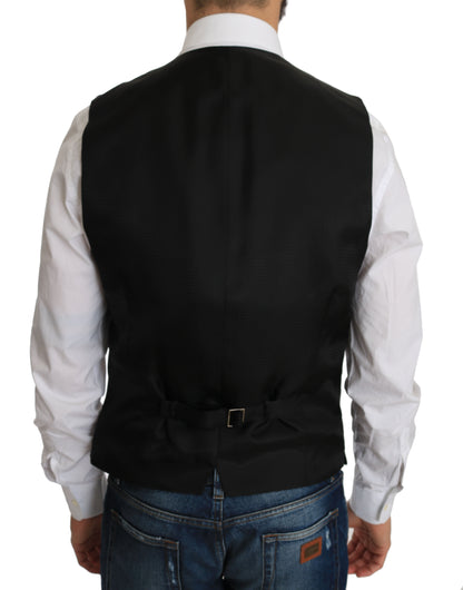 Dolce &amp; Gabbana Elegante gilet formale in misto seta nero