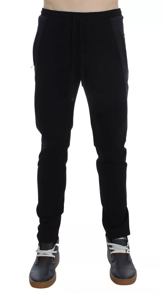 Dolce &amp; Gabbana Pantaloni Casual in Lana Grigio Nero Pantaloni a Righe