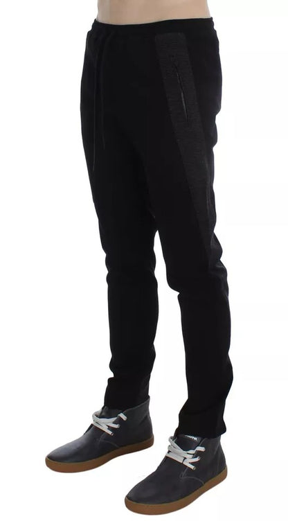 Dolce &amp; Gabbana Pantaloni Casual in Lana Grigio Nero Pantaloni a Righe