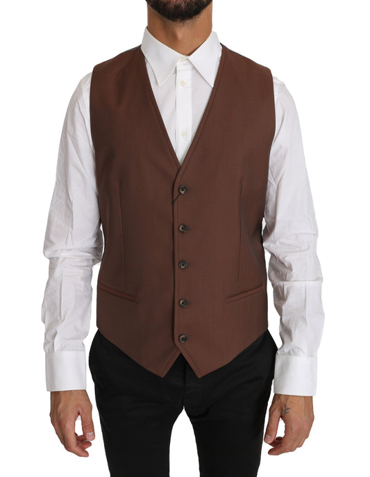 Dolce &amp; Gabbana Gilet formale elegante bronzo e grigio vestibilità slim