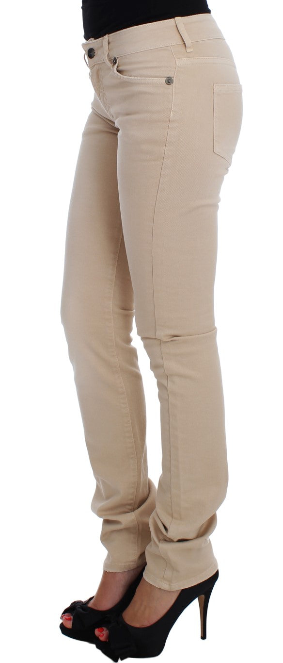 Jeans slim fit Cavalli in cotone beige elasticizzato