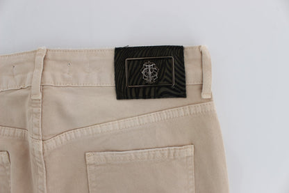 Jeans slim fit Cavalli in cotone beige elasticizzato