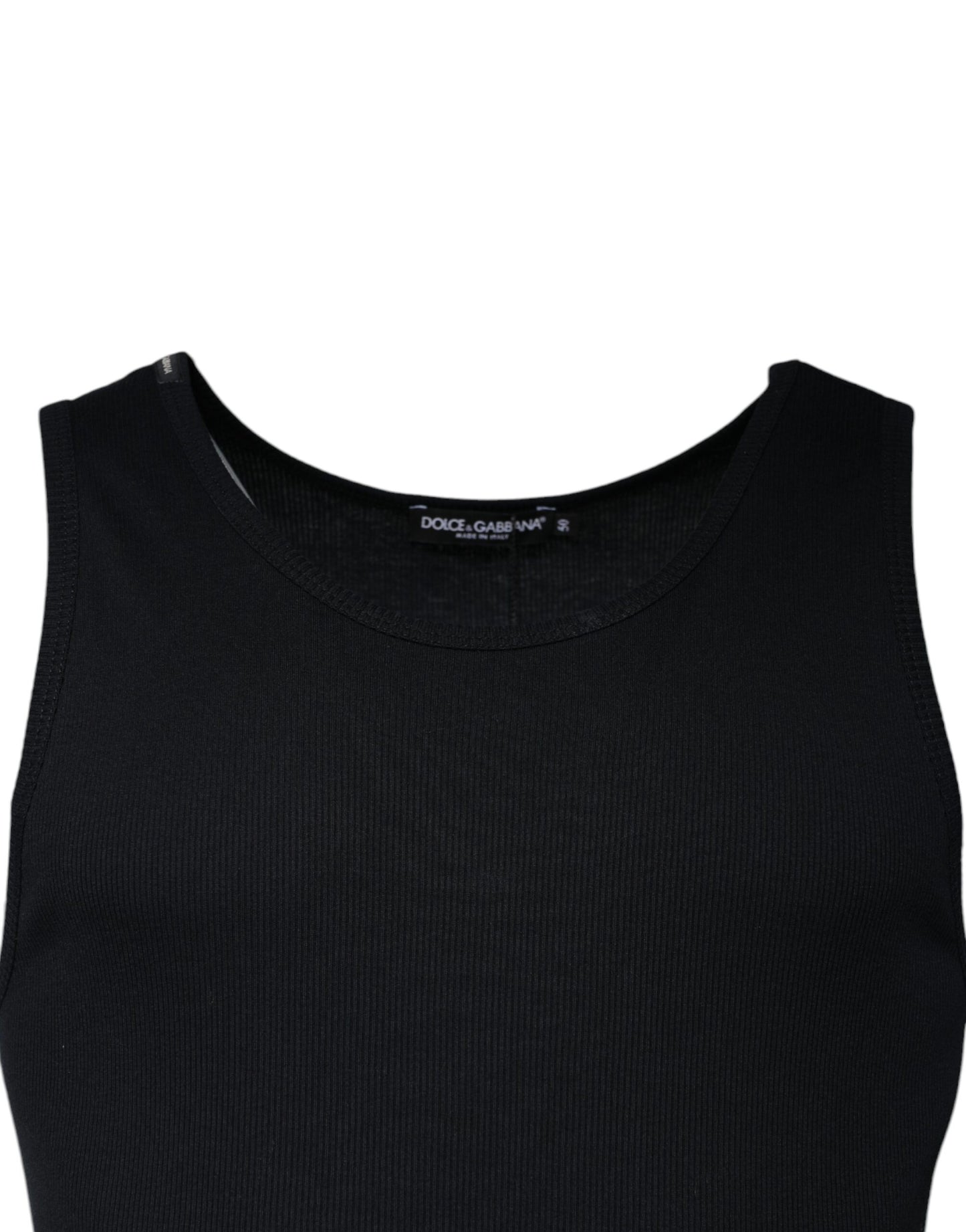 Dolce & Gabbana Black Cotton Sleeveless Round Neck Tank T-shirt