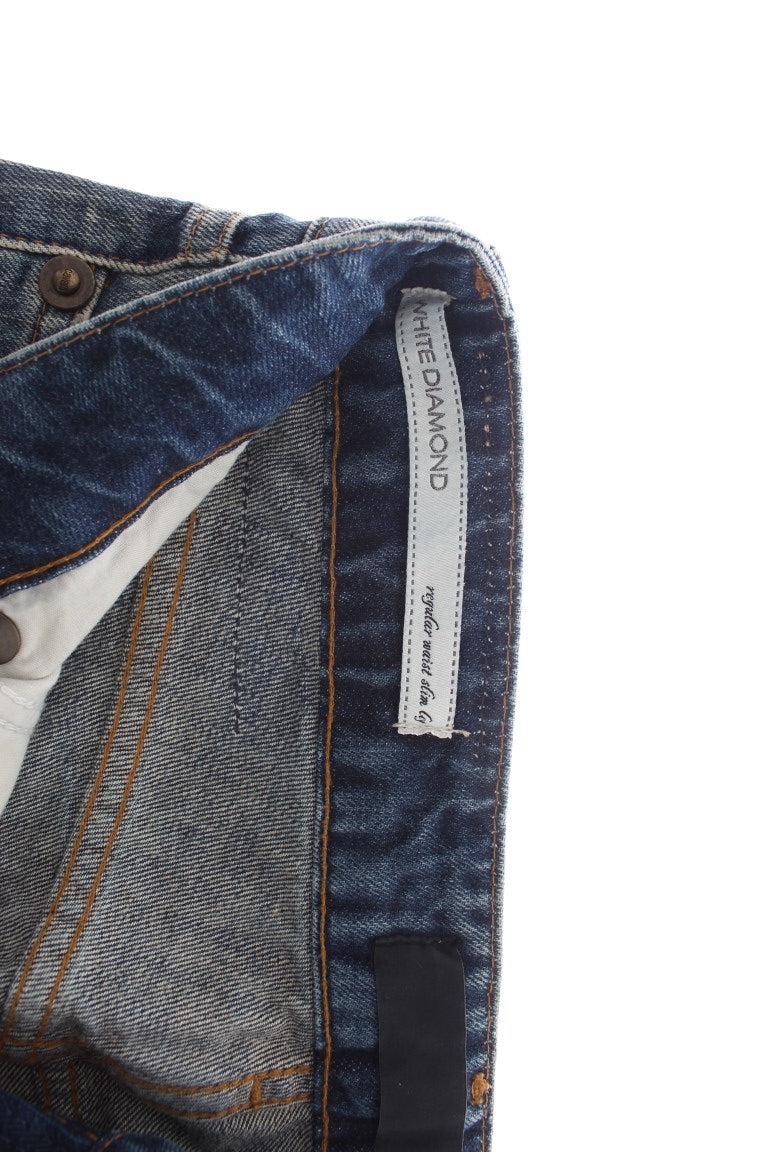 Jeans eleganti in denim blu con vestibilità svasata Cavalli