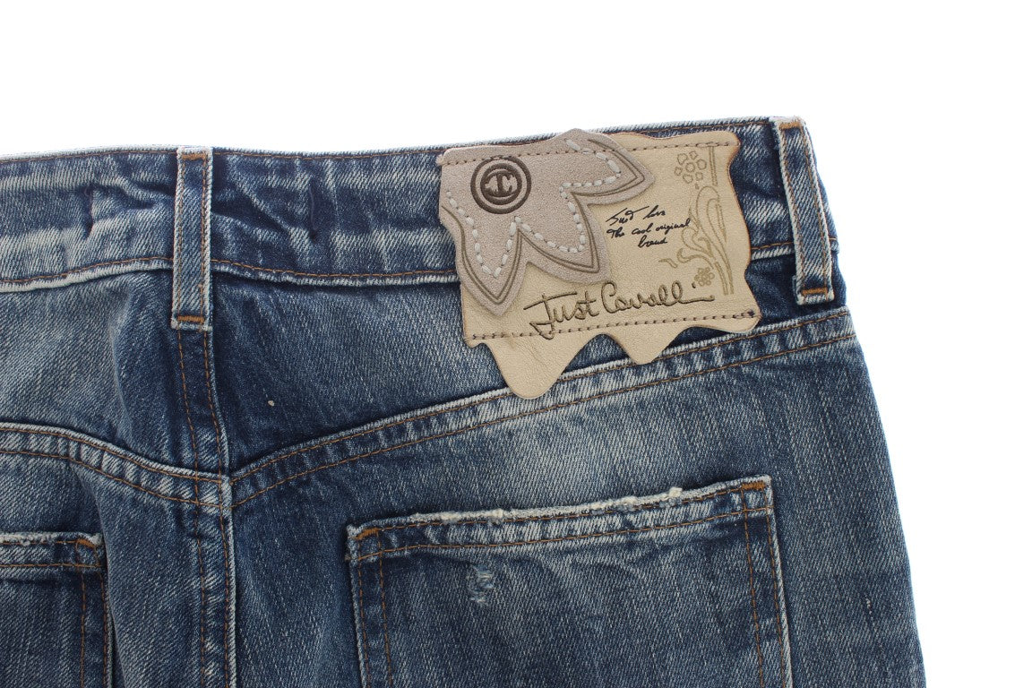 Jeans eleganti in denim blu con vestibilità svasata Cavalli