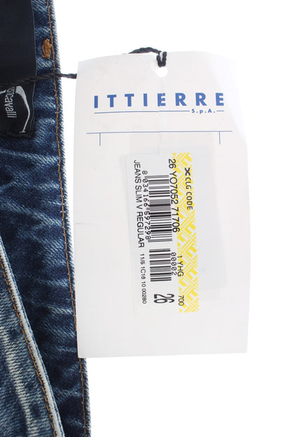 Jeans eleganti in denim blu con vestibilità svasata Cavalli